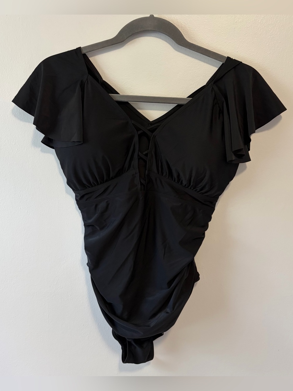 Blooming Jelly Black padded Tummy Control Ruched 1 piece bathing/swim suit; XXL
